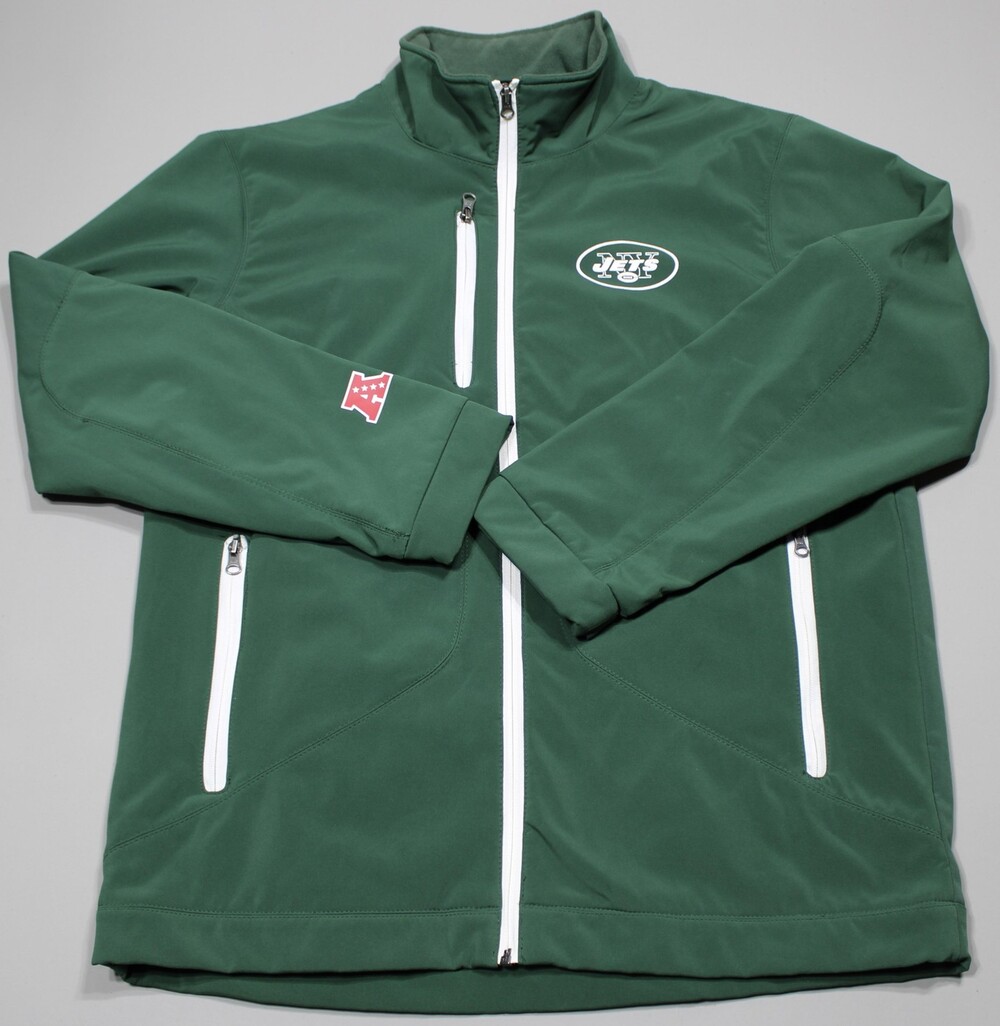 New York Jets Full Zip Jacket Mens Small Green Official NFL Softshell
